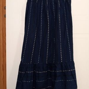 Wonderly Navy A-Line Skirt with White Accents
